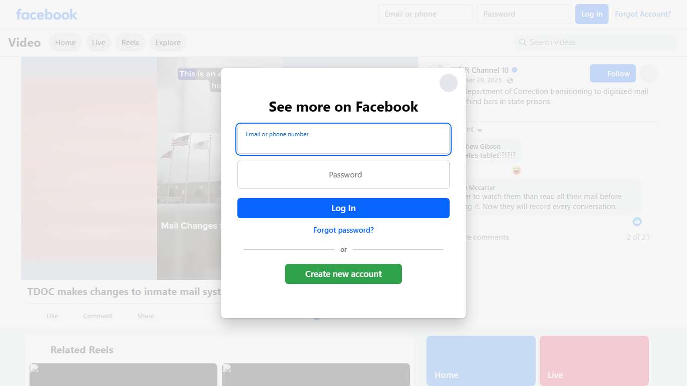 Tennessee Department of Correction transitioning to digitized mail for those behind bars in state prisons. WBIR Channel 10 Facebook